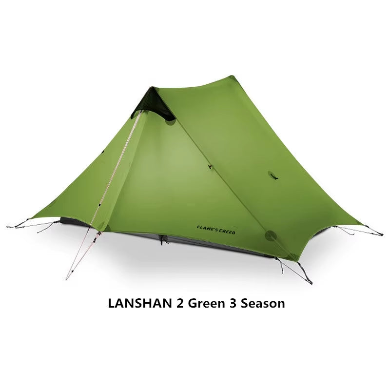 2021  Lanshan 2 Person Outdoor Ultralight Camping Tent 3 Season Professional 15D Silnylon Rodless Tent