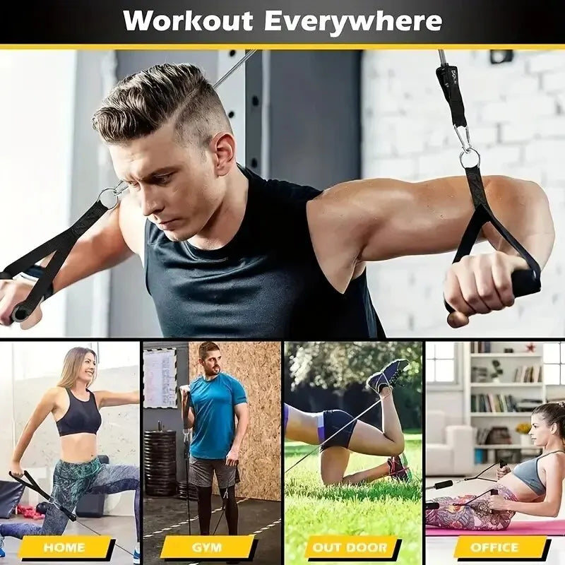 11Pcs TPE Resistance Band Set Fitness Band Pull Rope Elastic Training Band with Door Anchor Handles Carry Bag Legs Ankle Straps