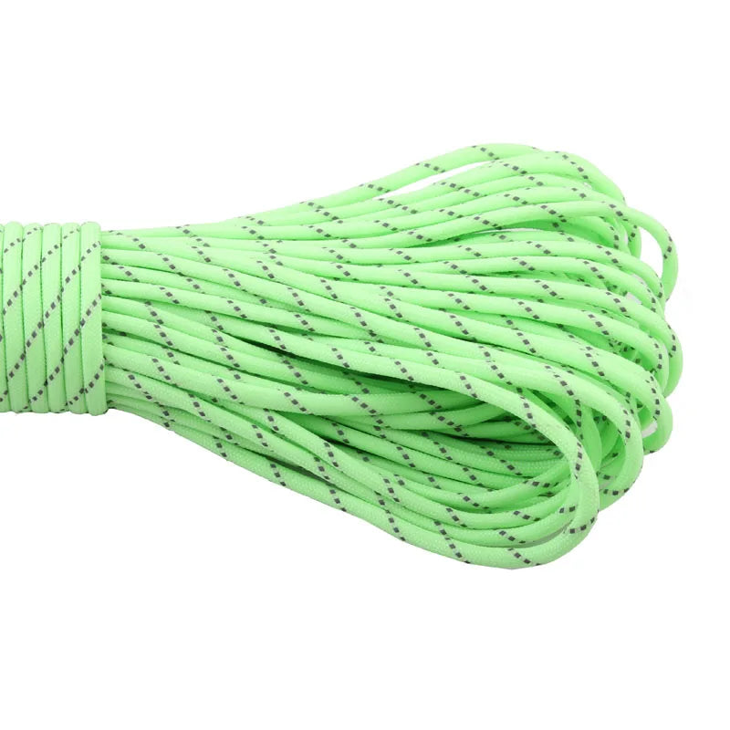 9 Strands Cores Luminous Glow in the Dark & Reflective Paracord Parachute Cord Lanyard 25 50 100 Feet