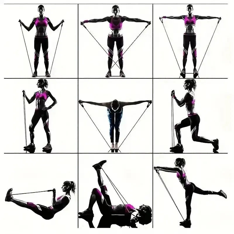 11Pcs TPE Resistance Band Set Fitness Band Pull Rope Elastic Training Band with Door Anchor Handles Carry Bag Legs Ankle Straps