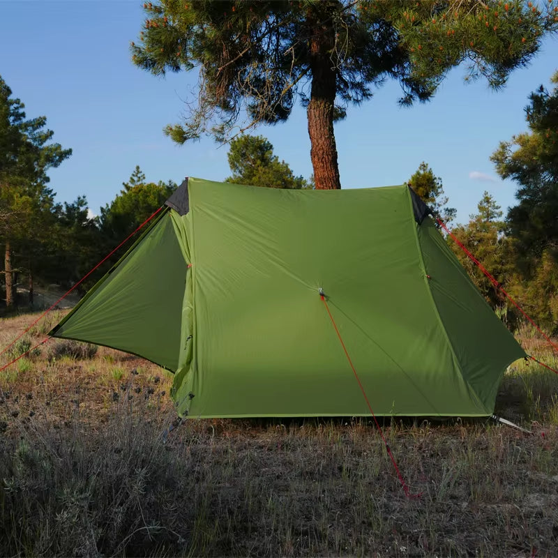 2021  Lanshan 2 Person Outdoor Ultralight Camping Tent 3 Season Professional 15D Silnylon Rodless Tent